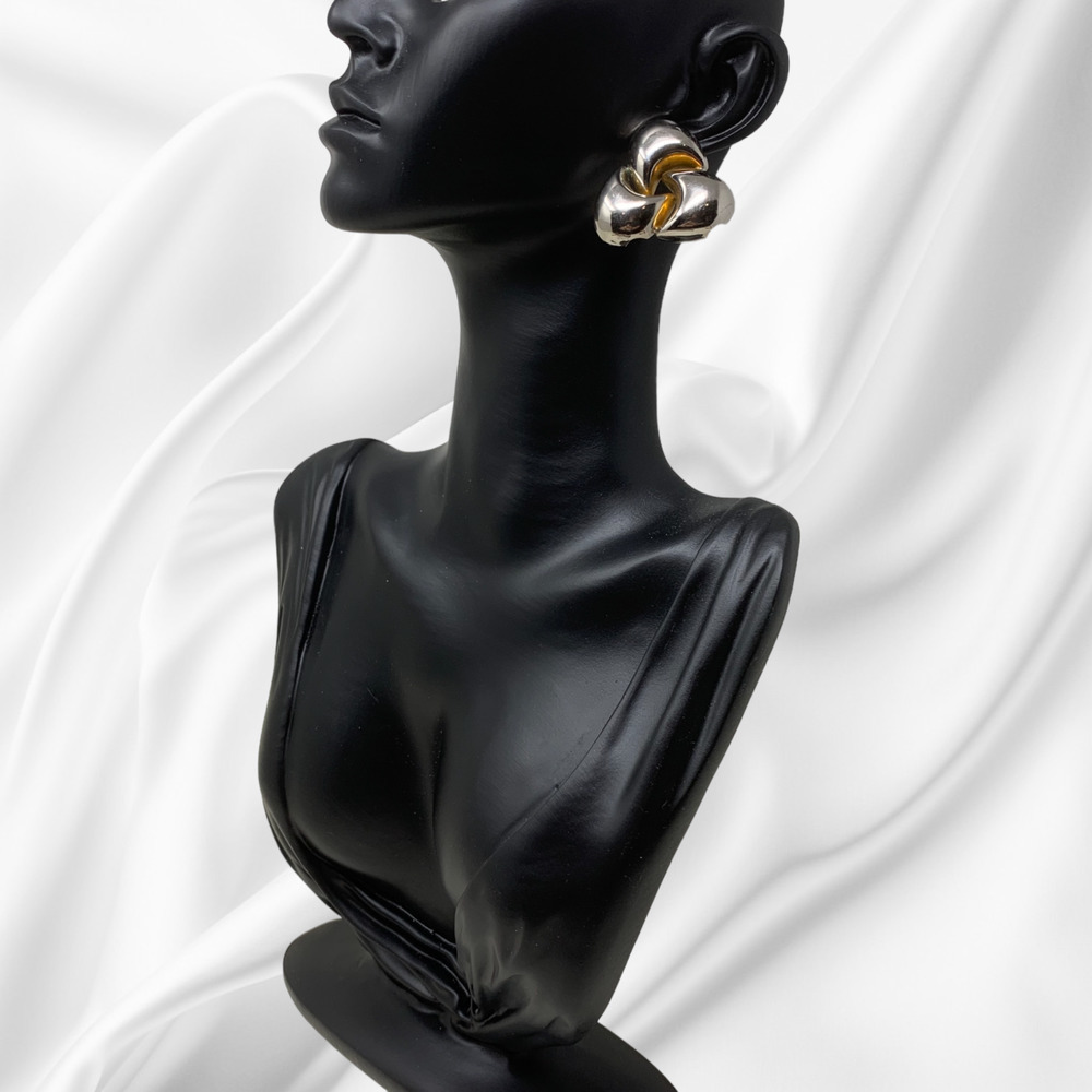 Gold and Silver Twisted Knot Statement Earrings - Women Jewelry Earrings